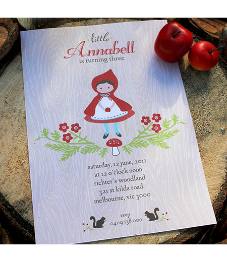 Red Riding Hood Woodland Birthday Party Printable Invitation